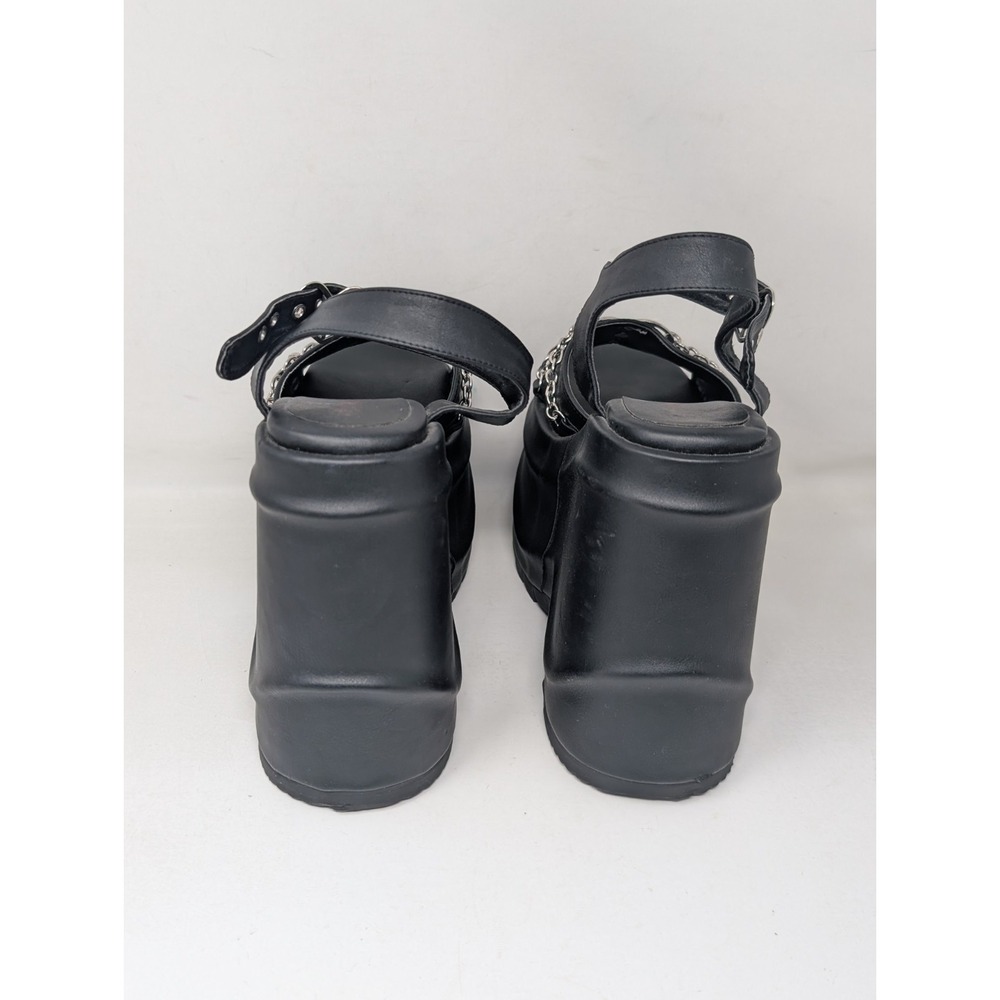 Demonia Black Platform Chain Heart Sandals - Picture 7 of 11